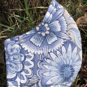 Blue mandala style flower face mask