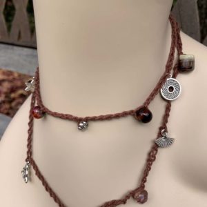 Freeform boho crochet necklace