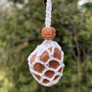 Sunstone and wooden bead pendant